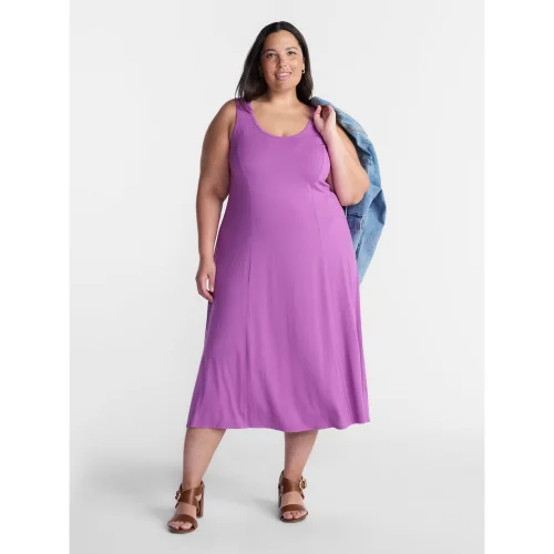 Terra & Sky Women&rsquo;s Plus Low Scoop Neck Tank Dress, Sizes 0X-5X