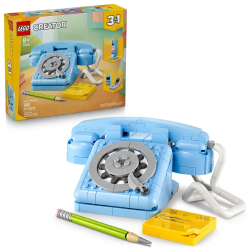 LEGO Creator 3 in 1 Retro Telephone Building Toy - Home Decor for Bedroom or Kids Room - Kids Toy for Girls & Boys, Ages 8+ - Gifts for Birthdays - 31174