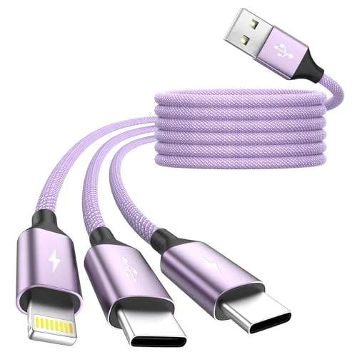 3 in 1 USB Cable with 2 USB-C/IP, Multi Charging Cable for Multiple Devices