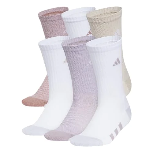adidas Kids Cushioned Crew Socks for Boys & Girls (6 Pairs) Durable & Comfortable