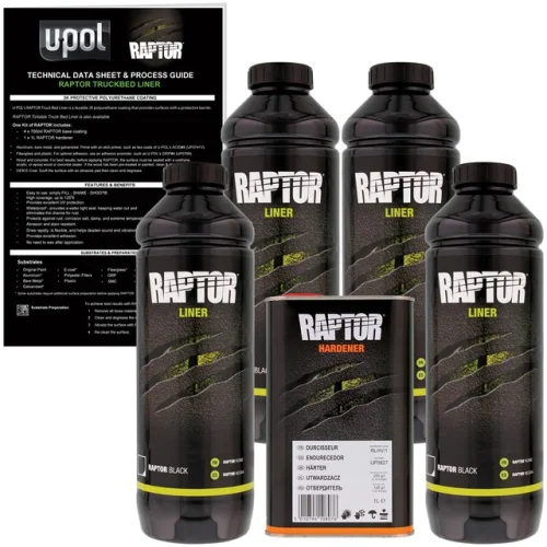 U-POL Raptor Black Urethane Spray-On Truck Bed Liner & Texture Coating, 4 Quarts