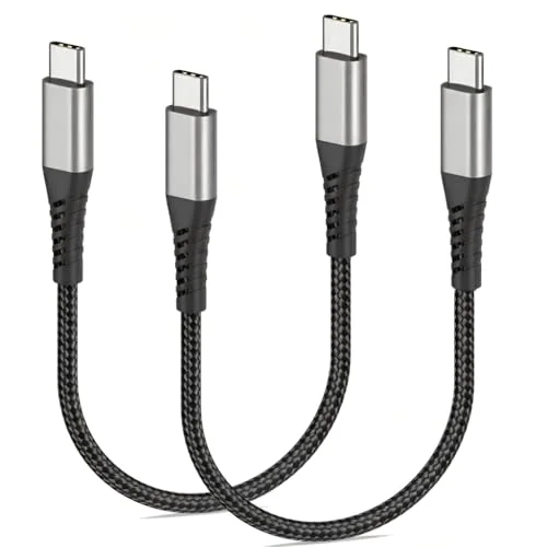 1ft Short USB C to USB C Cable, 2Pack Type C Fast Charging Cord for Car