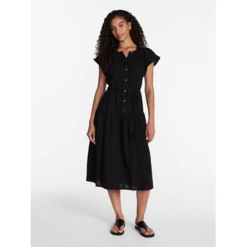 Time and Tru Women's and Women's Plus Double Cloth Midi Dress, Sizes XS-4X