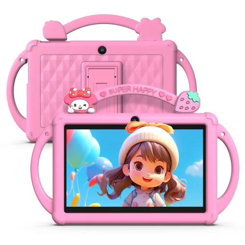 FITIFUN Kids Tablet 7 inch Android 13 Tablet,4 (2+2) GB RAM 32GB ROM,Parental Control,Touchscreen,Dual Cameras,Pink