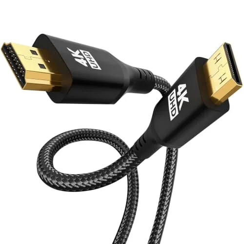 PILOARYL Mini HDMI to HDMI Cable 3.3FT, High Speed 4K 60Hz HDMI 2.0 Cord, Compatible with Camera, Camcorder, Tablet and Graphics/Video Card, Laptop, Raspberry Pi Zero W [Aluminum Shell, Braided]