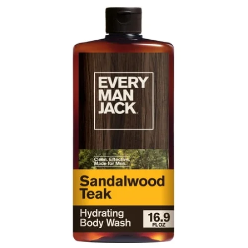 Every Man Jack Sandalwood Teak Hydrating Body Wash for Men, Naturally Derived, 16.9 fl. oz