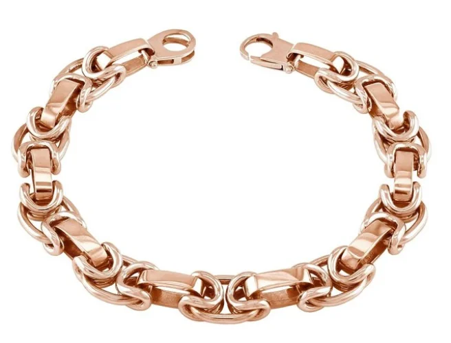 10k Rose Gold Solid Handmade Fashion Link Bracelet 7" 10.5mm 30.7 grams