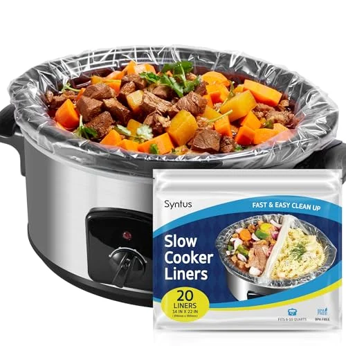 Syntus Slow Cooker Liner, 20 Pcs 14"x 22" Extra Large Size Fit 6-10 QT Pots