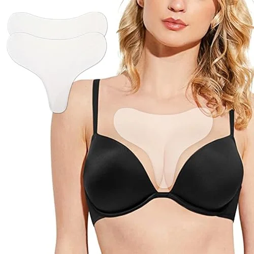 2-Pack Silicone Chest Wrinkle Patches for Women, Reusable Decollete Pads for Sleep Lines, Overnight Breast Crease Smoother, Skin-Friendly Neck Care Stickers for Side Sleepers, Anti Aging Self Care
