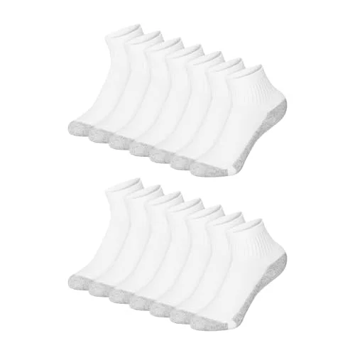 Hanes Boys' Ankle Socks, 14 Pairs, Stretch-Cotton Socks for Boys, Moisture-Wicking, Cushioned