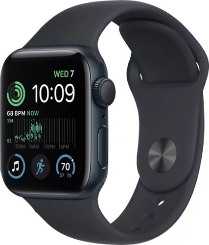 Geek Squad Certified Refurbished Apple Watch SE 2nd Generation (GPS) 40mm Aluminum Case with Midnight Sport Band - S/M - Midnight - (2022)