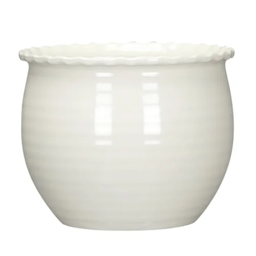 Mainstays Brooke Round Planter, 6 in x 6 in x 4.8 in, Vanilla Dream, 100% Recycled Resin