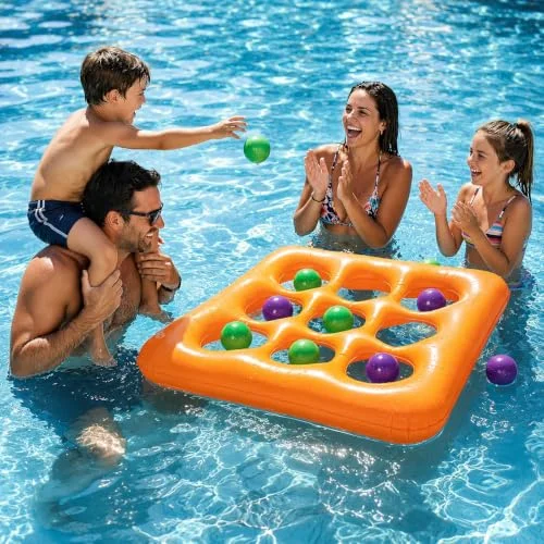 Pool Toys Games Set,Pool Tic Tac Toe Game Inflatable Toys - for 14 Years and Older Adults Teens 2-10 Players - with 10 Balls