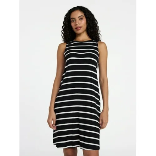 Time and Tru Women&rsquo;s Sleeveless Knit Swing Dress, Sizes XS-XXXL