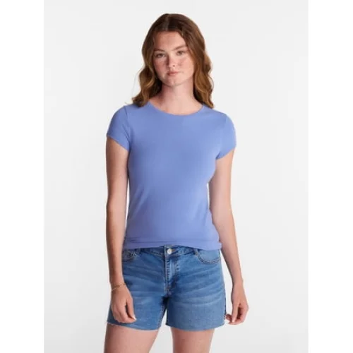 No Boundaries Crew Neck Tee with Short Sleeves, 1 or 3-Pack, Women&rsquo;s