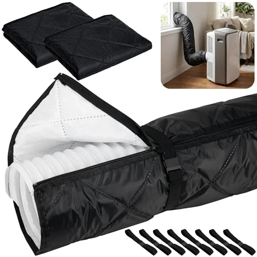 2 Set Zipper Air Conditioner Hose Cover,Quilting Hose Cover Wrap Insulation