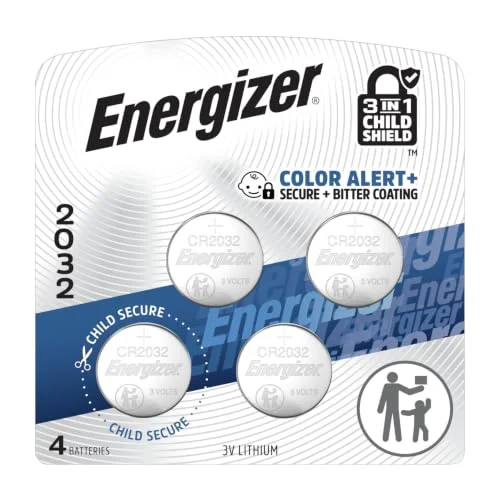 Energizer 2032 Batteries (4 Pack), 3V Lithium Coin Batteries