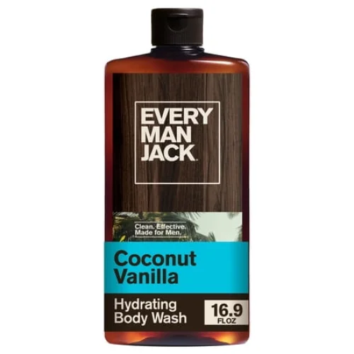 Every Man Jack Coconut Vanilla Hydrating Body Wash for Men, Naturally Derived, 16.9 fl. oz