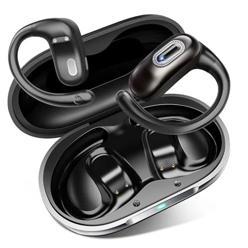 Open Ear Ear buds, Bluetooth 5.4 Wireless Earbuds, 50H, Air Conduction Headphones, HD Stereo Bass Over Ear Earphones with Earhooks, Ultra-Comfort Secure Fit, IPX7 Waterproof Headset for Working Sports