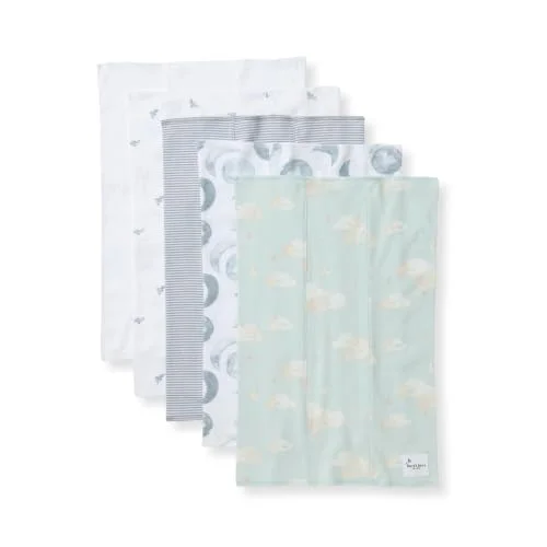 Burt's Bees Baby 100% Organic Cotton Burp Cloths, 17x11.75 in, 5-Pack