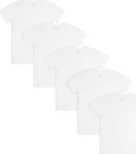 Fruit Of The Loom Boys Eversoft Cotton Undershirts, T Shirts & Tank Tops Underwear, T Shirt - Boys - 5 Pack - White, Small US