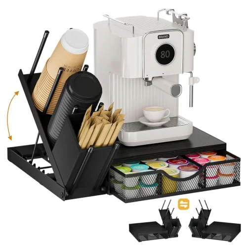 Coffee Station Organizer with Cup and Lid Holder, 28-Pod K-Cup Holder