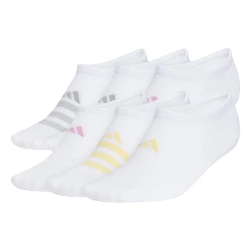 adidas Women's Superlite Super No Show Invisible Socks (6 Pairs) Lightweight & Breathable, White/Wonder Sage Green/Tropic Bloom/3, Medium