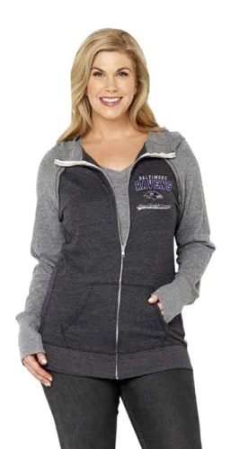 NFL Womens Curvy Triblend Color Block Full Zip Hoodie Plus Sizes 1X-3X Brand New