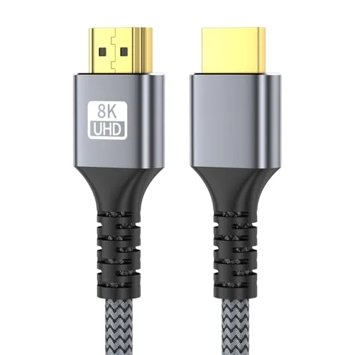 looyotul 8k Hdmi Cable 6.6ft Ultra High Speed HDMI 2.1 Cable 8K@60HZ 4K@120HZ 48Gbps HDMI Cord for HDTV,PS4,PS5,Monitor Laptop,Xbox,HDCP 2.2&2.3 Support HDR,eARC,Dolby.(Silvery)