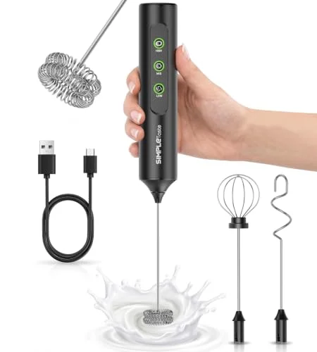 SIMPLETASTE Rechargeable Handheld Milk Frother Wand