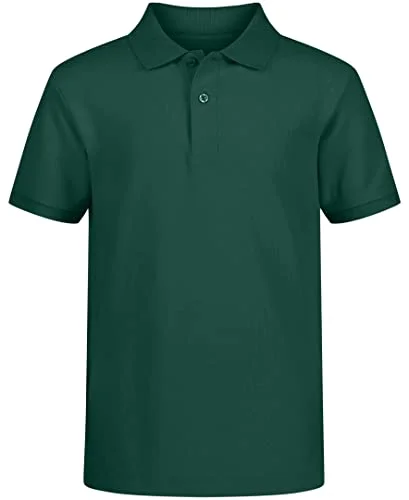 Nautica Boys' School Uniform Short Sleeve Pique Polo, Hunter, Medium(10/12)