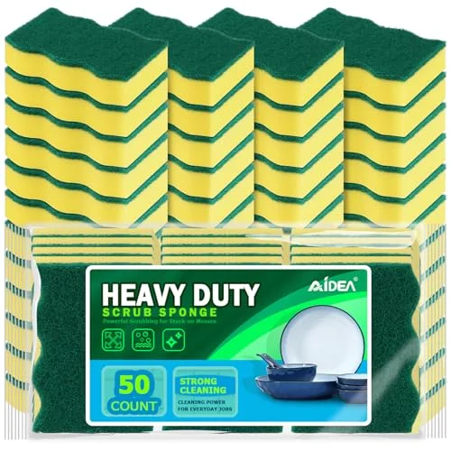 AIDEA Sponges Kitchen, 50 PK Heavy Duty Dish Sponge Kitchen, Scrub Sponges