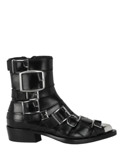 Alexander McQueen Womens Strappy Punk Ankle Boots