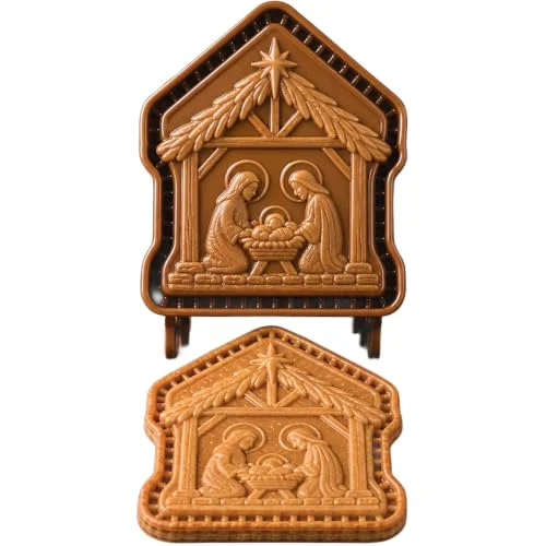 Faith & Nativity Christmas Mini Pie Mold Collection, 3D Religious Pocket Hand Pie Maker Food-Grade ABS Non-Stick Mini Pie Maker Nativity Scene Holiday Baking Tools for Christmas Parties & Gifts (#E)