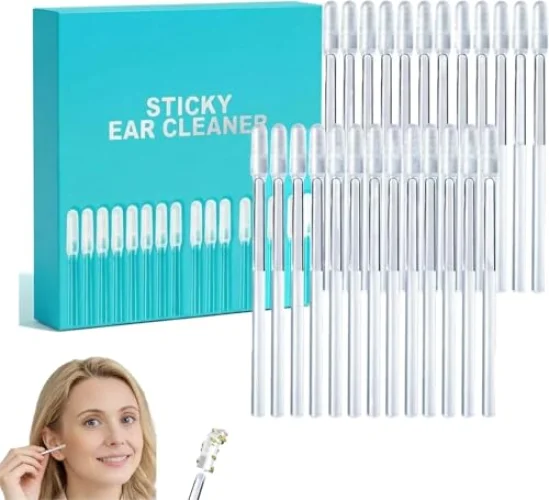 48 Pcs Sticky Cleaning Ear Stick, Gentle Reusable Soft Spiral Head Adhesive Ear Pick for Safe Ear Cleaning, with Gentle Removal Stick for All Ages