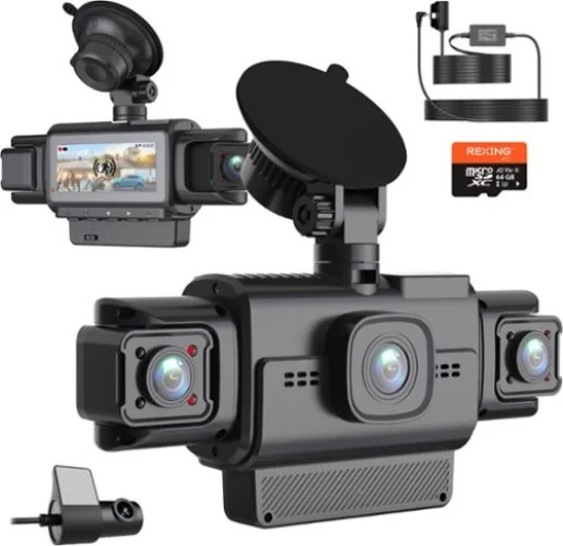 Rexing - R4-RD Dash Cam All-Around 1080p, Built-in 360&deg; Motion Parking Monitor, GPS, App Control - Black