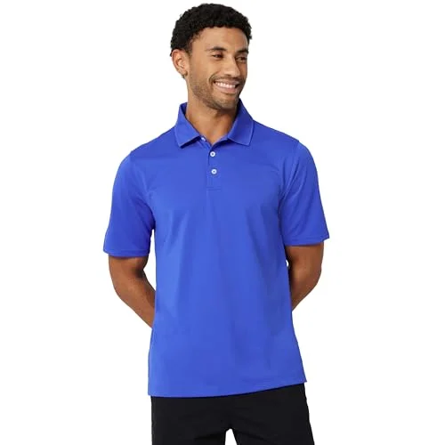 Amazon Essentials Men's Regular Fit Golf Polo Shirt, Moisture-Wicking Quick Dry, Recycled Polyester, Short Sleeve, Blue, X-Large
