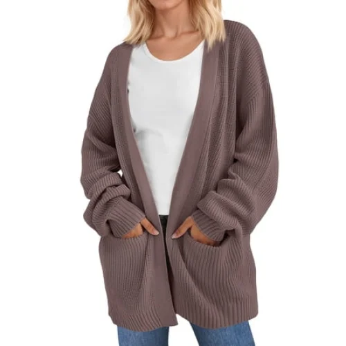 UVN Sweaters for Women Fall Winter Open Front Cardigans Long Sleeve Oversized Casual Soft Knit Outerwear Coats with Pockets