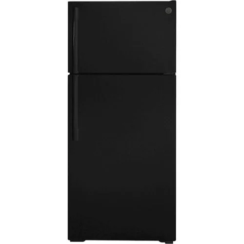 GE - 28 in. Wide 16.6 Cu. Ft. Top-Freezer Refrigerator with Interior LED Lighting - Black
