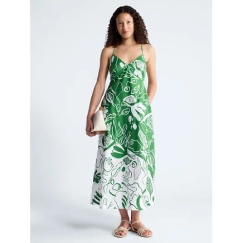 Free Assembly Women's Tie Back Cotton Maxi Dress, Sizes XS-XXL