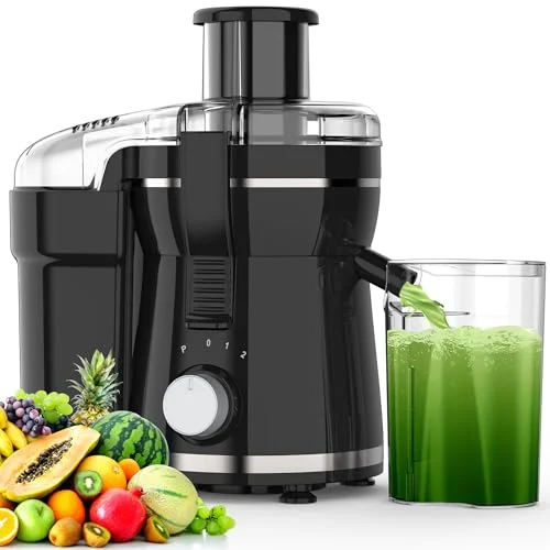 Juicer Machine, 500W Centrifugal Juicer Extractor, 3" Wide Feed Chute for Fruit Vegetable, Juice Maker with 3-Speed Setting, High Yield Juicer Included Cleaning Brush for Easy to Clean