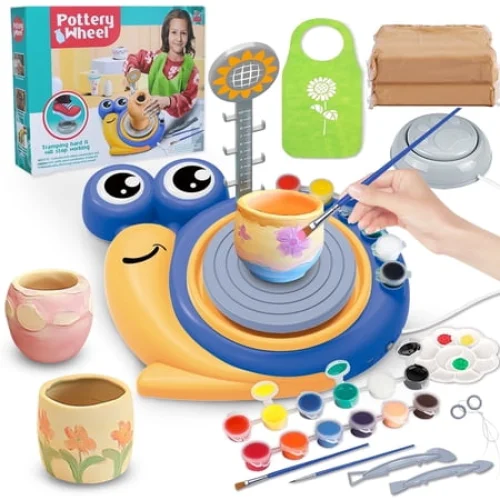 Pottery Wheel for Kids, Complete Pottery Kit for beginners Girls Boy Toy, Arts and Crafts for Kids ages 8-12, Clay Kit with Sculpting Tools, Ideal Birthday Halloween Toys