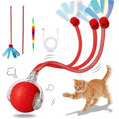 Interactive Cat Toy Ball, Automatic Rolling Toy, 3 Play Modes Rechargeable