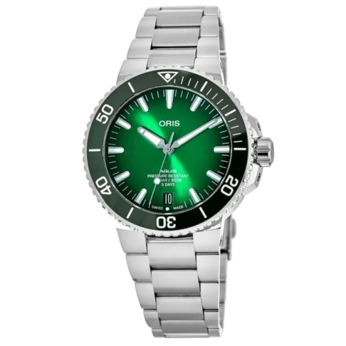 New Oris Aquis Date Automatic Green Men's Watch 01 400 7763 4157-07 8 24 09PEB