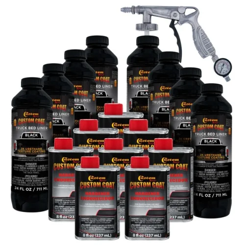 Bed Liner CUSTOM COAT BLACK 2 Gal Urethane Spray-On Truck Kit FREE Spray Gun