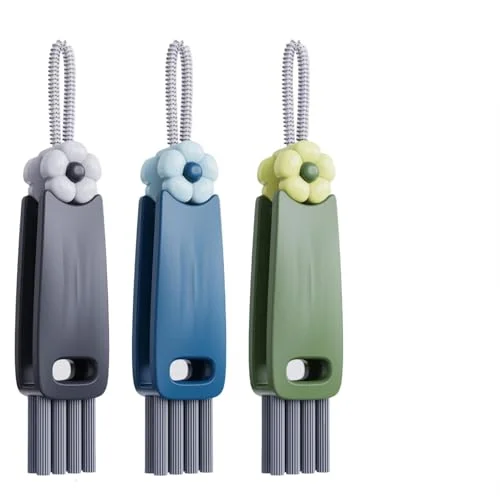 3 in 1 Cup Lid Gap Cleaning Brush Set, Multifunctional Bottle Cleaning Brush, Cup Lid Gap Cleaner, Home Kitchen Crevice Cleaning Brush Tools (Black+Blue+Green)