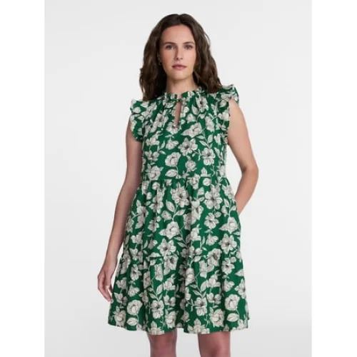 Time and Tru Women's and Women's Plus Tiered Cotton Mini Dress with Flutter Sleeves, Sizes XS-4X
