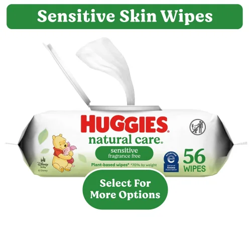Huggies Natural Care Sensitive Baby Wipes, Unscented, 1 Flip-Top Pack, 56 Total Count (Select for More)