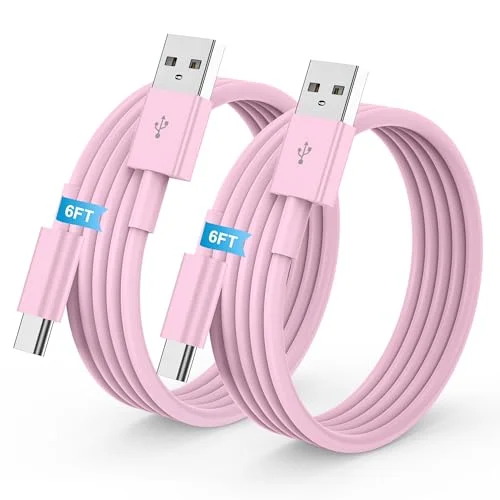 LDHTY CarPlay Charging Cable, USB A to USB C Cable, 2-Pack 6FT, Pink