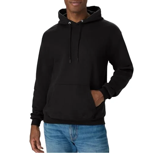 Hanes Men's Pullover EcoSmart Hooded Sweatshirt, Black, Large